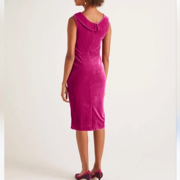 Boden Velvet Martha Midi Dress English Berry Magenta women’s size 4 - Picture 3 of 16